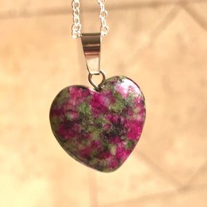 Invite Balance and Joy—Ruby Zoisite Heart Pendant